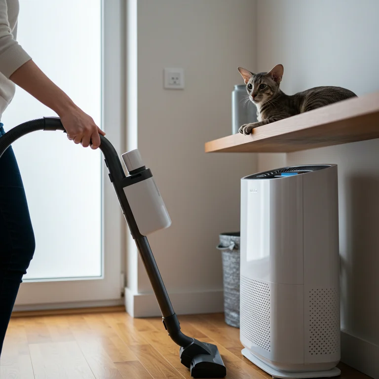Vacuum often to reduce allergens from cats