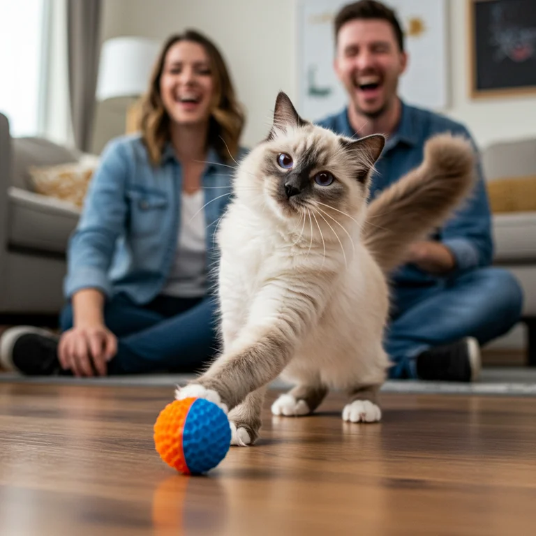 Having fun with a Birman cat