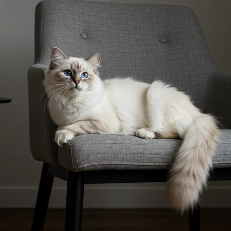 Birman cat sitting on chair