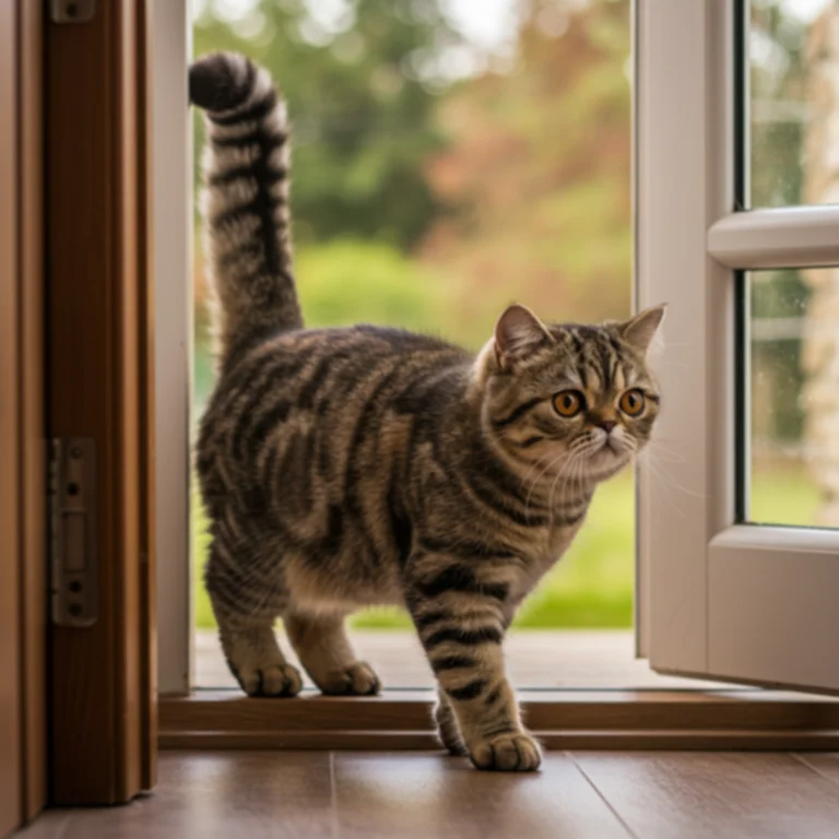 Exotic Shorthair walking in door