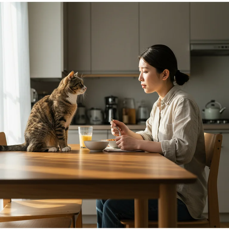 Keep your cat from watching you eat