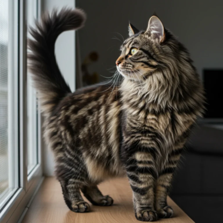Norwegian Forest gazing out window