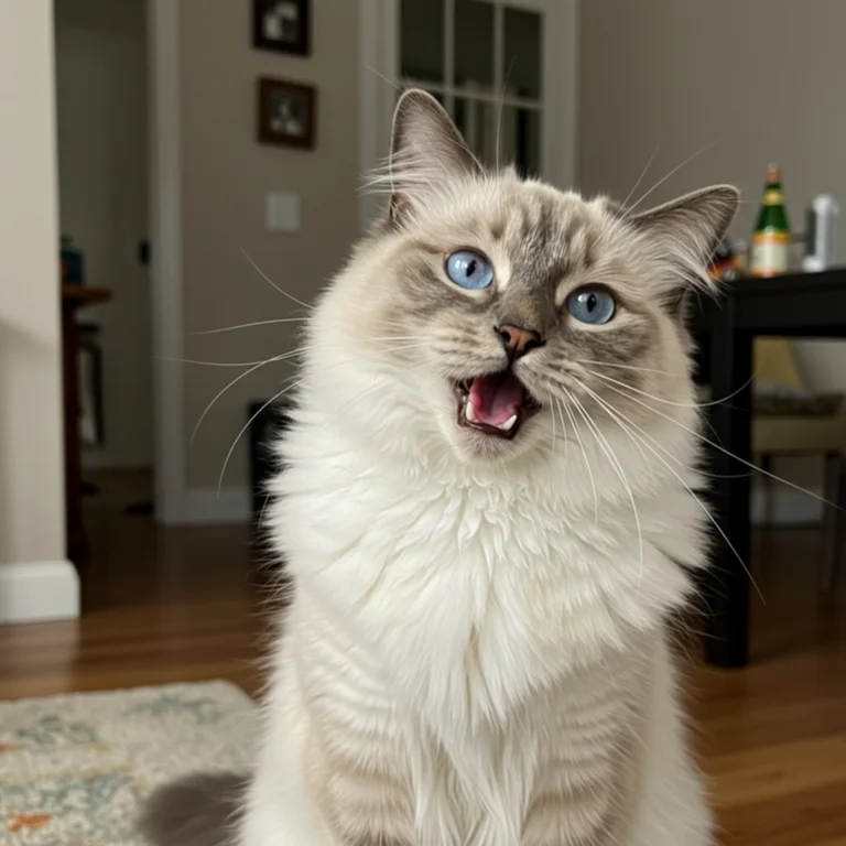 Ragdoll cat being vocal
